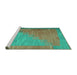 Sideview of Machine Washable Abstract Turquoise Contemporary Area Rugs, wshcon1172turq