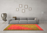 Machine Washable Abstract Orange Contemporary Rug, wshcon1172org