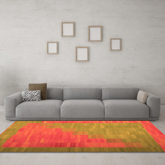 Machine Washable Abstract Orange Contemporary Area Rugs in a Living Room, wshcon1172org