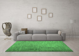 Machine Washable Abstract Emerald Green Contemporary Area Rugs in a Living Room,, wshcon1172emgrn