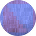 Round Abstract Blue Contemporary Rug, con1172blu