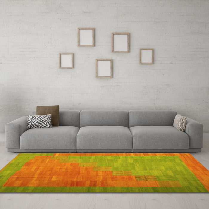 Machine Washable Abstract Yellow Contemporary Rug in a Living Room, wshcon1172yw