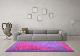 Machine Washable Abstract Purple Contemporary Area Rugs in a Living Room, wshcon1172pur
