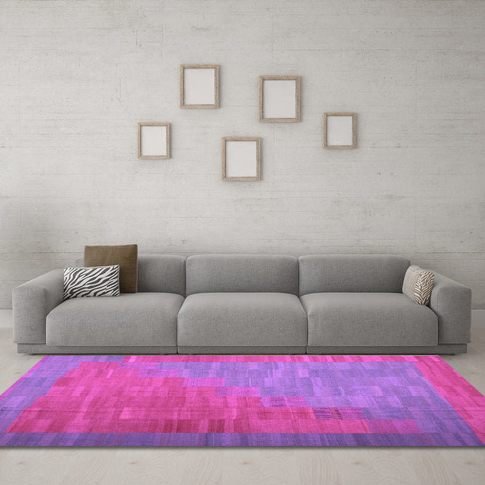 Machine Washable Abstract Purple Contemporary Area Rugs in a Living Room, wshcon1172pur