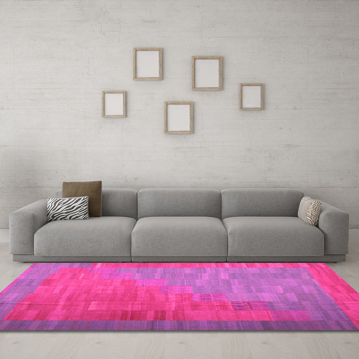 Machine Washable Abstract Pink Contemporary Rug in a Living Room, wshcon1172pnk