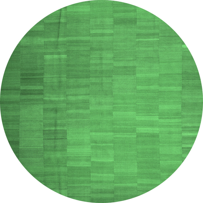Round Abstract Emerald Green Contemporary Rug, con1172emgrn