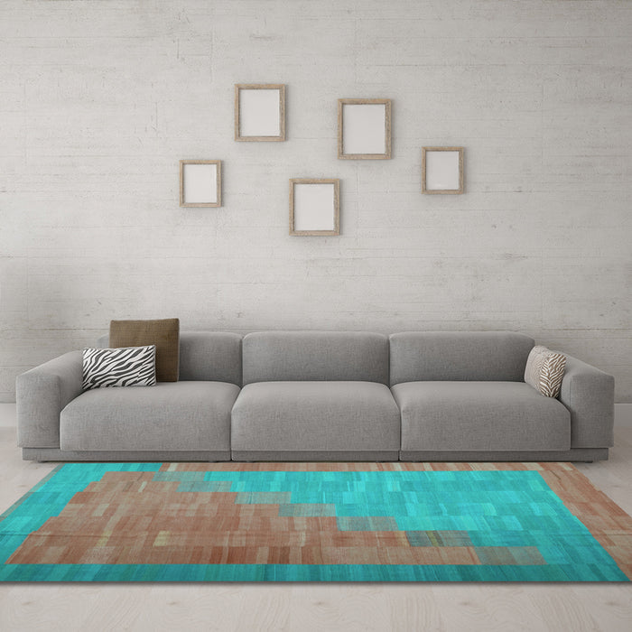 Machine Washable Abstract Light Blue Contemporary Rug in a Living Room, wshcon1172lblu