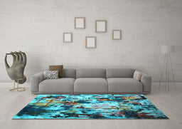 Machine Washable Abstract Light Blue Contemporary Rug in a Living Room, wshcon1173lblu