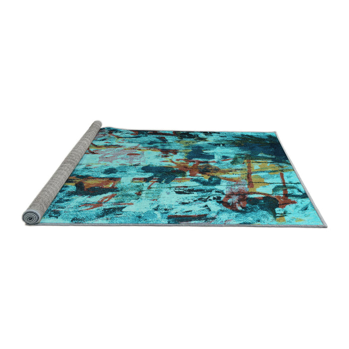 Sideview of Machine Washable Abstract Light Blue Contemporary Rug, wshcon1173lblu