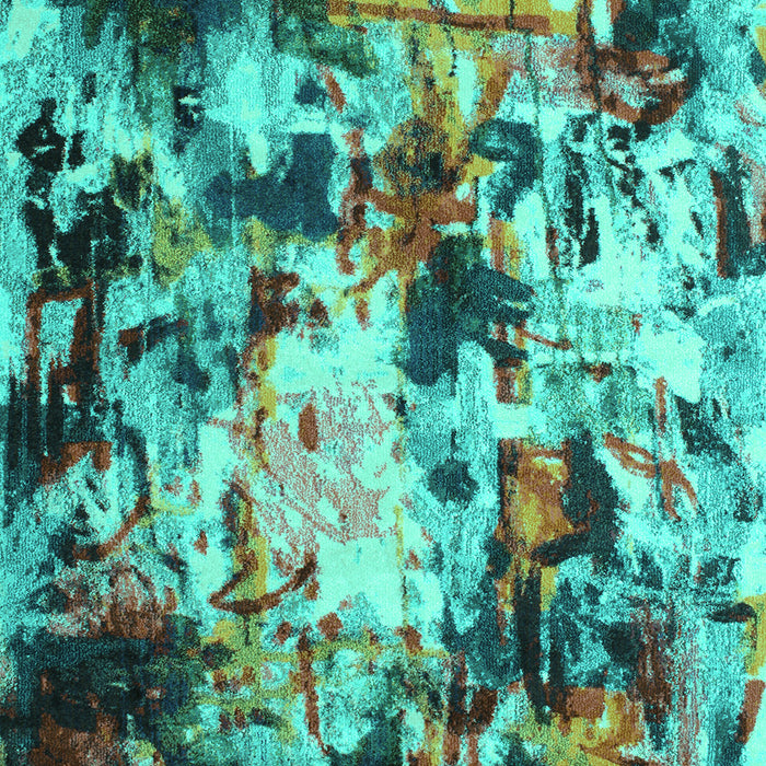 Machine Washable Abstract Turquoise Contemporary Area Rugs, wshcon1173turq