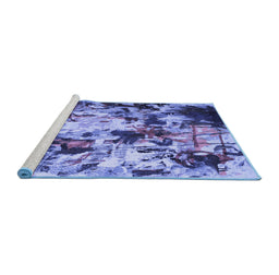 Sideview of Machine Washable Abstract Blue Contemporary Rug, wshcon1173blu