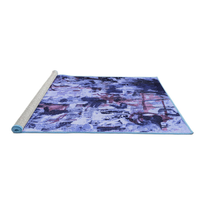 Sideview of Machine Washable Abstract Blue Contemporary Rug, wshcon1173blu