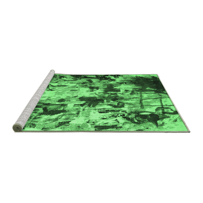 Sideview of Machine Washable Abstract Emerald Green Contemporary Area Rugs, wshcon1173emgrn