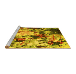 Sideview of Machine Washable Abstract Yellow Contemporary Rug, wshcon1173yw