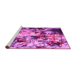 Sideview of Machine Washable Abstract Pink Contemporary Rug, wshcon1173pnk