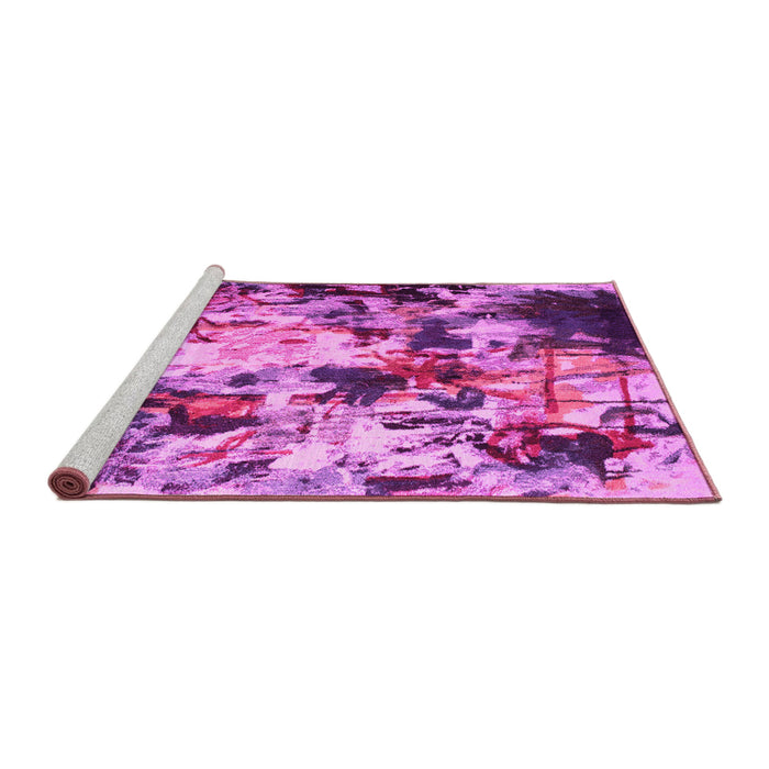 Sideview of Machine Washable Abstract Pink Contemporary Rug, wshcon1173pnk
