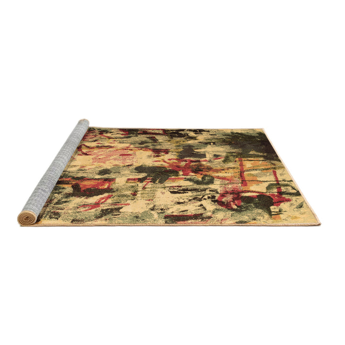Sideview of Machine Washable Abstract Brown Contemporary Rug, wshcon1173brn