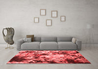 Machine Washable Abstract Red Contemporary Rug, wshcon1173red