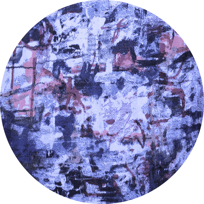 Round Abstract Blue Contemporary Rug, con1173blu