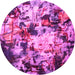 Round Abstract Pink Contemporary Rug, con1173pnk