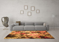 Machine Washable Abstract Orange Contemporary Rug, wshcon1173org