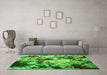 Machine Washable Abstract Green Contemporary Area Rugs in a Living Room,, wshcon1173grn