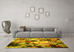 Machine Washable Abstract Yellow Contemporary Rug in a Living Room, wshcon1173yw