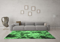 Machine Washable Abstract Emerald Green Contemporary Rug, wshcon1173emgrn