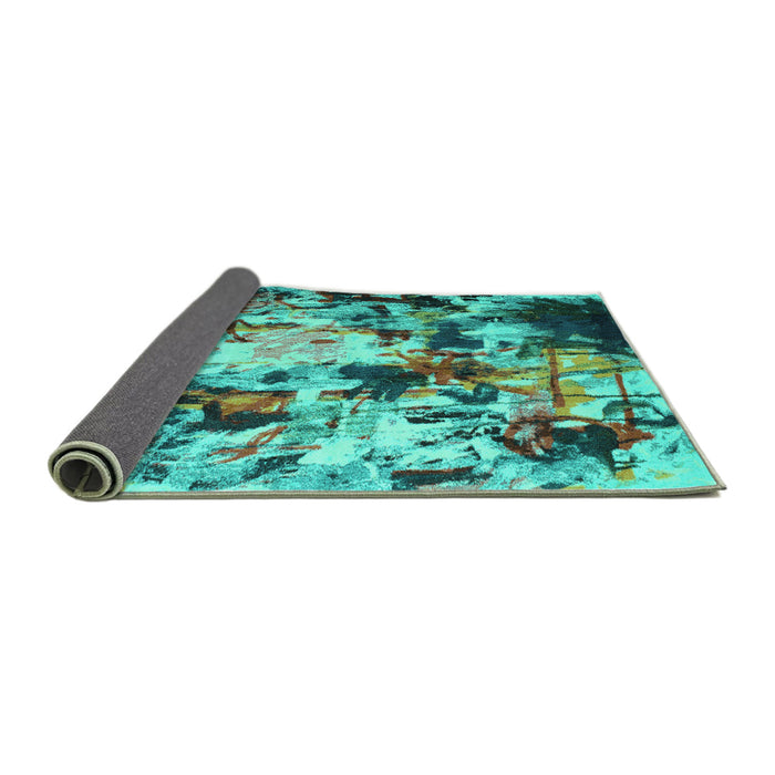Sideview of Abstract Turquoise Contemporary Rug, con1173turq