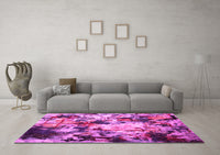 Machine Washable Abstract Pink Contemporary Rug, wshcon1173pnk
