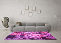 Machine Washable Abstract Pink Contemporary Rug in a Living Room, wshcon1173pnk