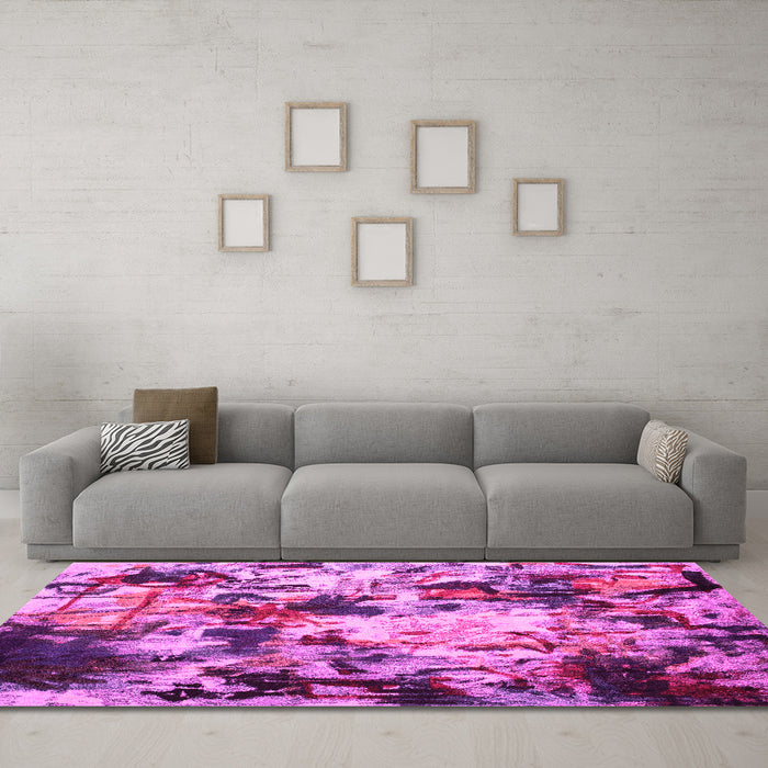Machine Washable Abstract Pink Contemporary Rug in a Living Room, wshcon1173pnk