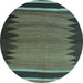 Round Machine Washable Abstract Light Blue Contemporary Rug, wshcon1174lblu