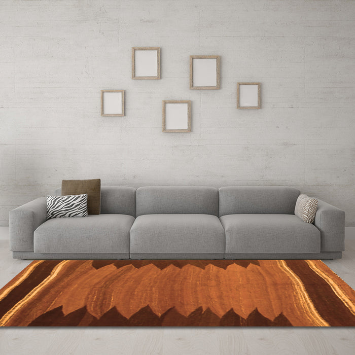 Machine Washable Abstract Orange Contemporary Area Rugs in a Living Room, wshcon1174org