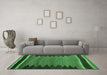 Machine Washable Abstract Emerald Green Contemporary Area Rugs in a Living Room,, wshcon1174emgrn