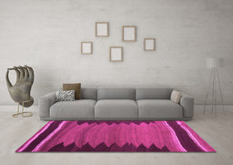 Machine Washable Abstract Pink Contemporary Rug in a Living Room, wshcon1174pnk