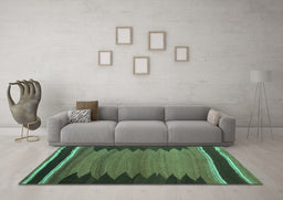 Machine Washable Abstract Turquoise Contemporary Area Rugs in a Living Room,, wshcon1174turq