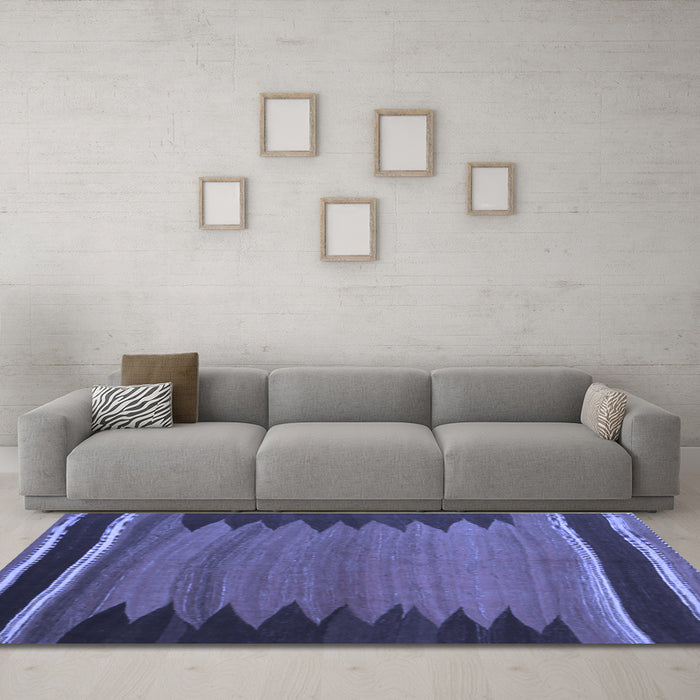 Machine Washable Abstract Blue Contemporary Rug in a Living Room, wshcon1174blu