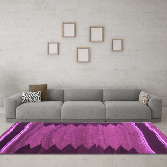 Machine Washable Abstract Purple Contemporary Area Rugs in a Living Room, wshcon1174pur