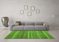 Machine Washable Abstract Green Contemporary Rug, wshcon1175grn