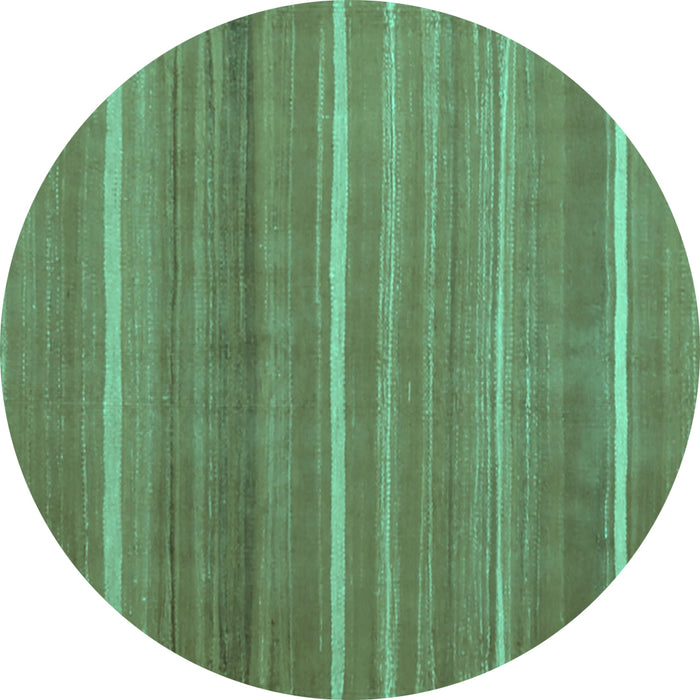 Round Abstract Turquoise Contemporary Rug, con1175turq
