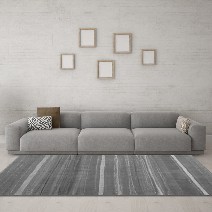 Machine Washable Abstract Gray Contemporary Rug in a Living Room,, wshcon1175gry