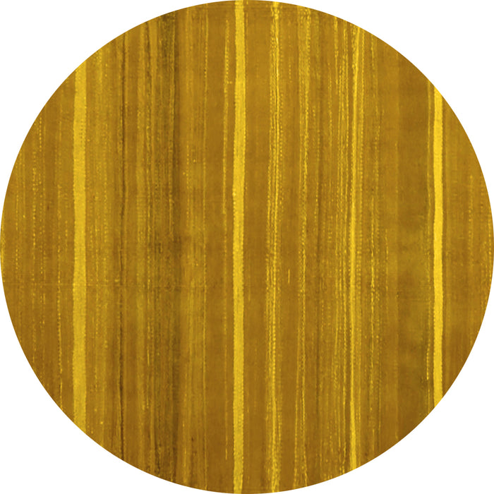 Round Machine Washable Abstract Yellow Contemporary Rug, wshcon1175yw