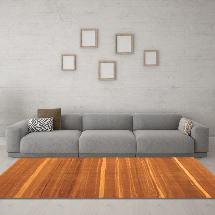 Machine Washable Abstract Orange Contemporary Area Rugs in a Living Room, wshcon1175org
