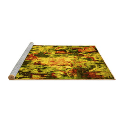 Sideview of Machine Washable Abstract Yellow Contemporary Rug, wshcon1176yw