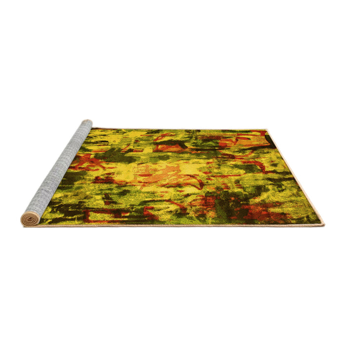 Sideview of Machine Washable Abstract Yellow Contemporary Rug, wshcon1176yw
