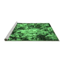 Sideview of Machine Washable Abstract Emerald Green Contemporary Area Rugs, wshcon1176emgrn