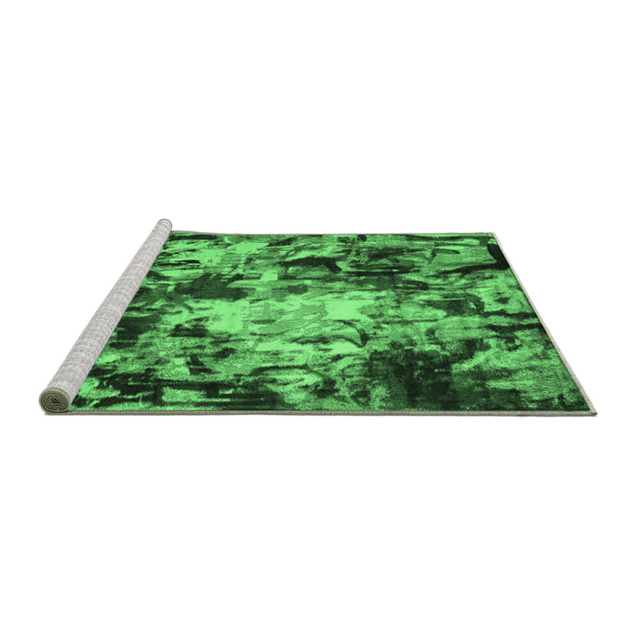 Sideview of Machine Washable Abstract Emerald Green Contemporary Area Rugs, wshcon1176emgrn