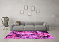 Machine Washable Abstract Pink Contemporary Rug, wshcon1176pnk
