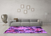 Machine Washable Abstract Purple Contemporary Rug, wshcon1176pur